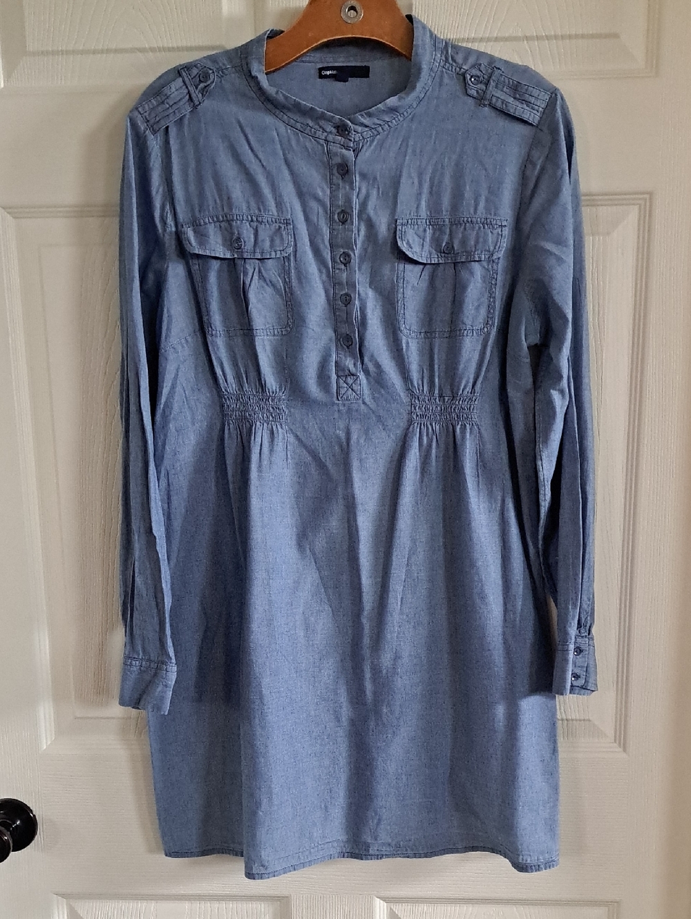 Gap Chambray Lightweight 100% Cotton Maternity Tunic Comfy Shirt Dress Blue